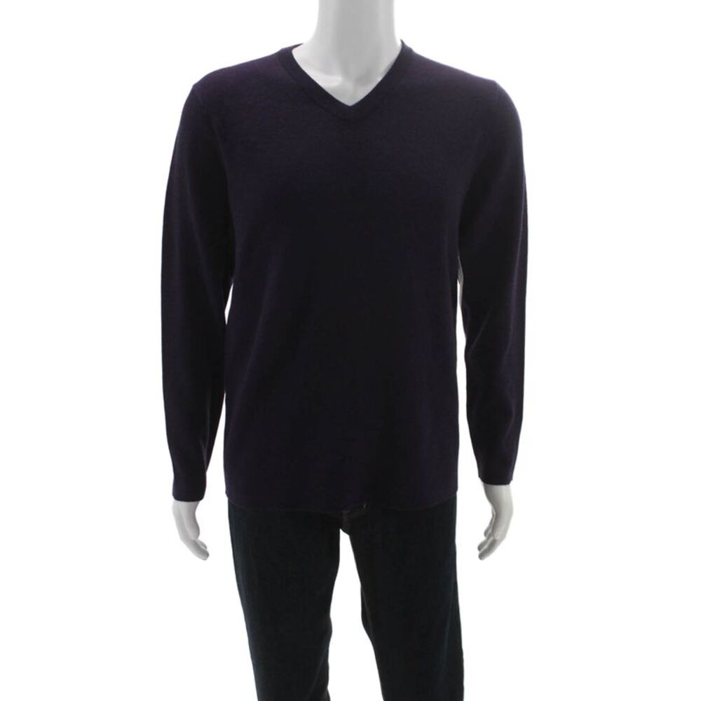 The Men's Store at Bloomingdale's Mens Pullover V-Neck Merino Purple Size M